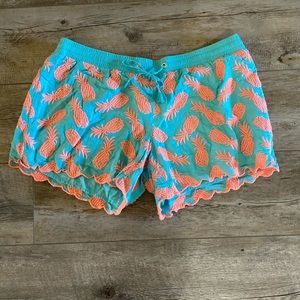 Teal and peach Lilly Pulitzer scalloped shorts. Perfect for summer!!